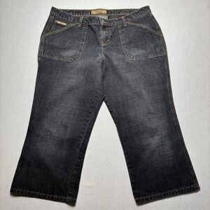 Femme Authentic Denim Collection Black Wash Cropped Flare Jeans Womens Size 16